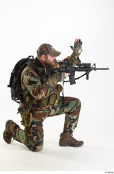 Whole Body Weapons-Rifle Man Pose with machine rifle White Army Athletic Bearded Studio photo references